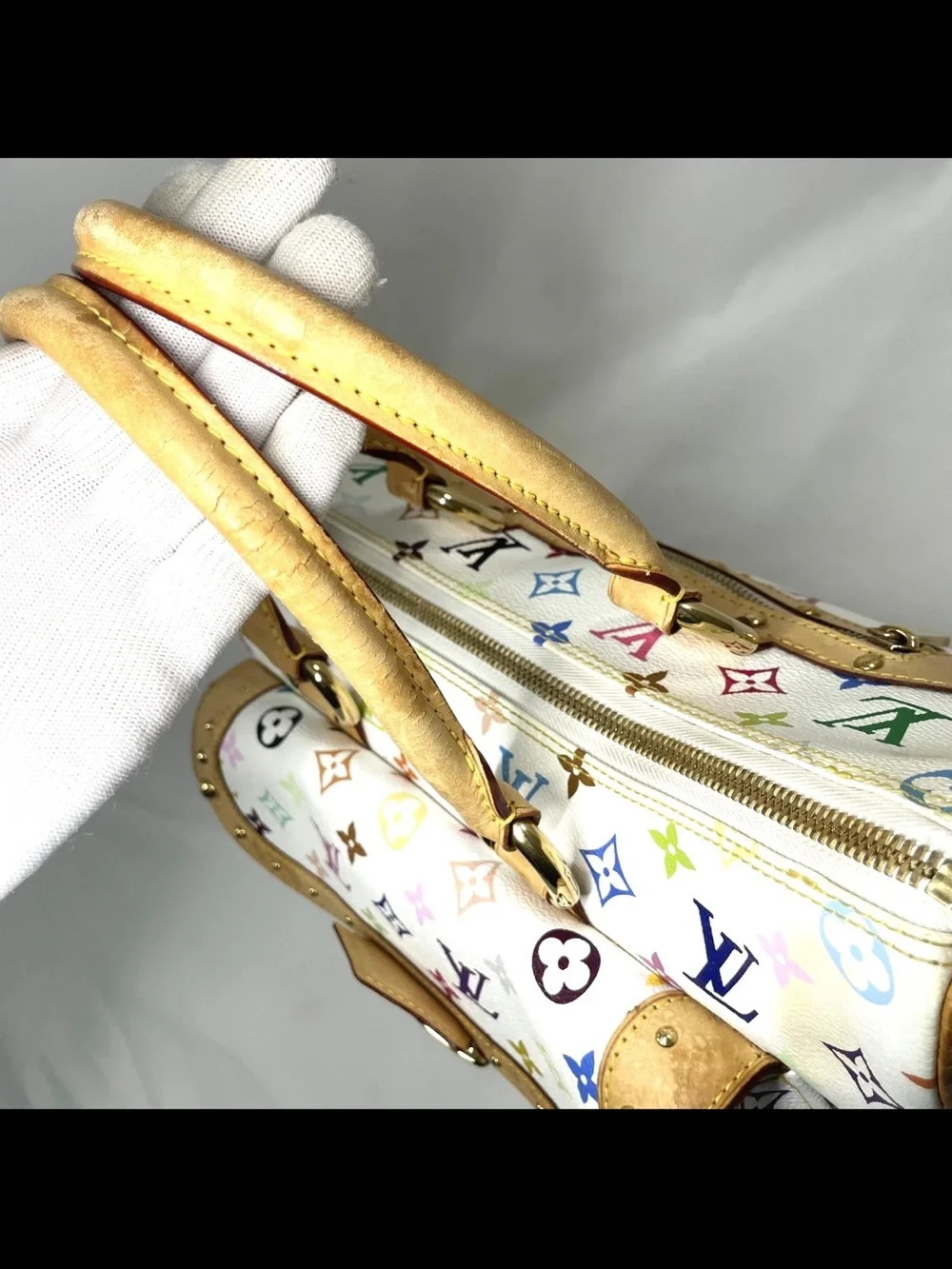Louis Vuitton Multicolor Monogram White Leather-Trim Shoulder Bag